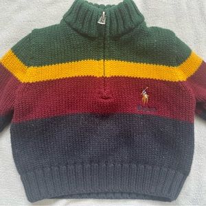 Boys POLO Cable Knit Quarter Zip Sweater